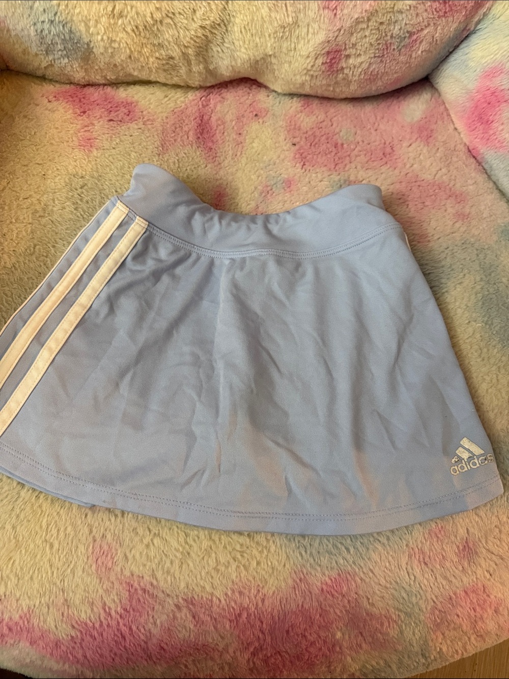 adidas Light Blue Girls' Tennis Skort with White Stripes